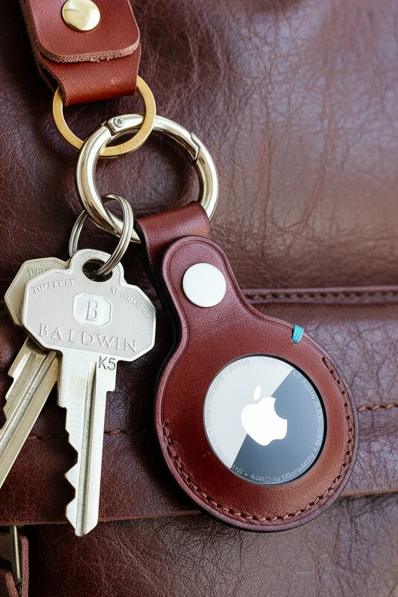 The Toscano Italian Leather AirTag Keychain, Alternate, color, Tuscan Tan