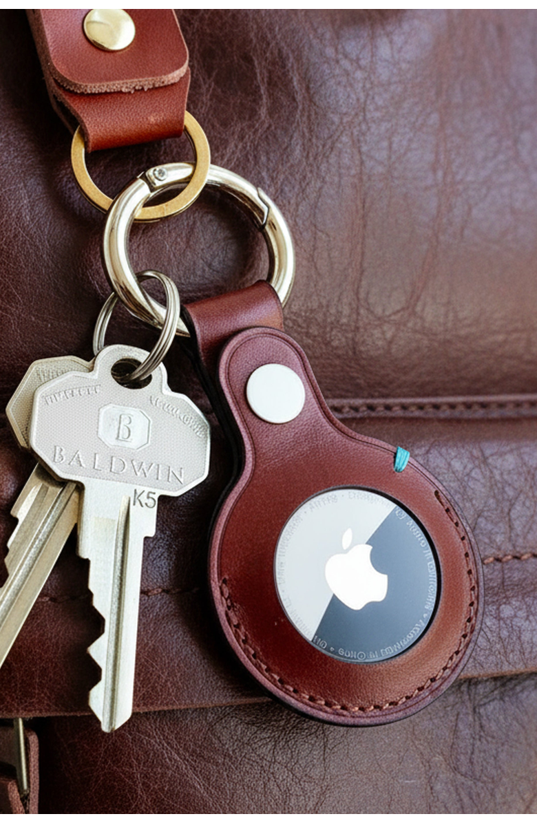 Bluebonnet The Toscano Italian Leather AirTag Keychain, Alternate, color, Tuscan Tan