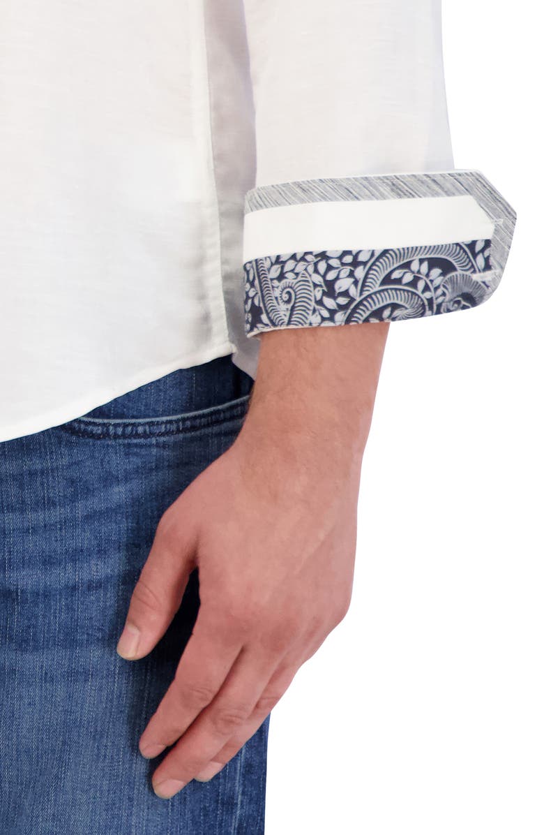 Robert Graham Poseidon Linen & Cotton Jacquard Button-Up Shirt, Alternate, color, White