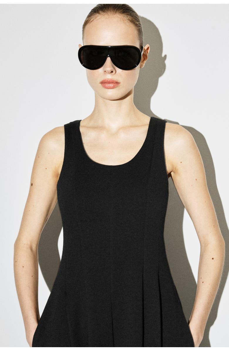 COS Sculpted Cotton Midi Dress, Alternate, color, Black