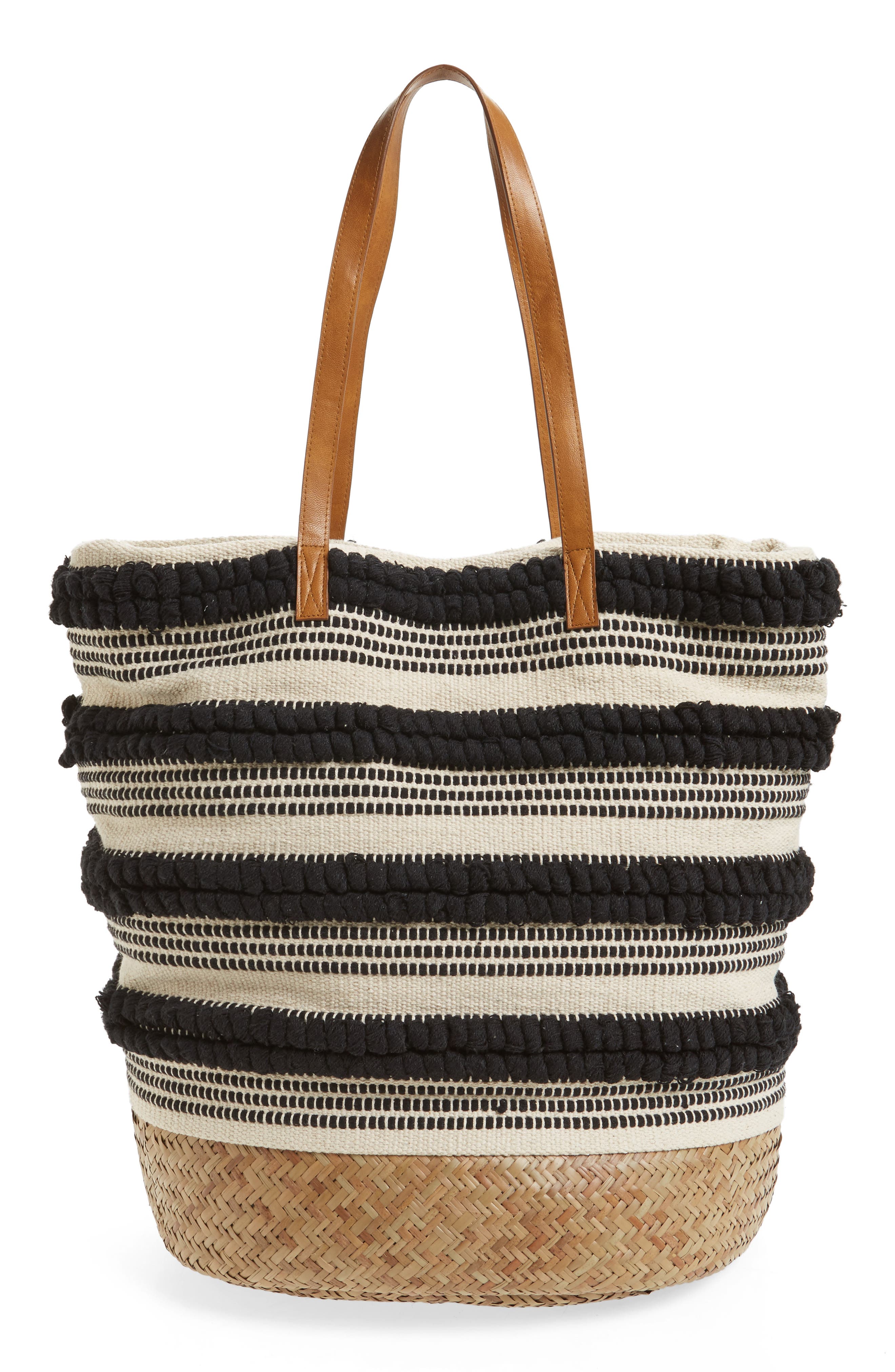 Sole Society Woven Bottom Tote, Main, color, 