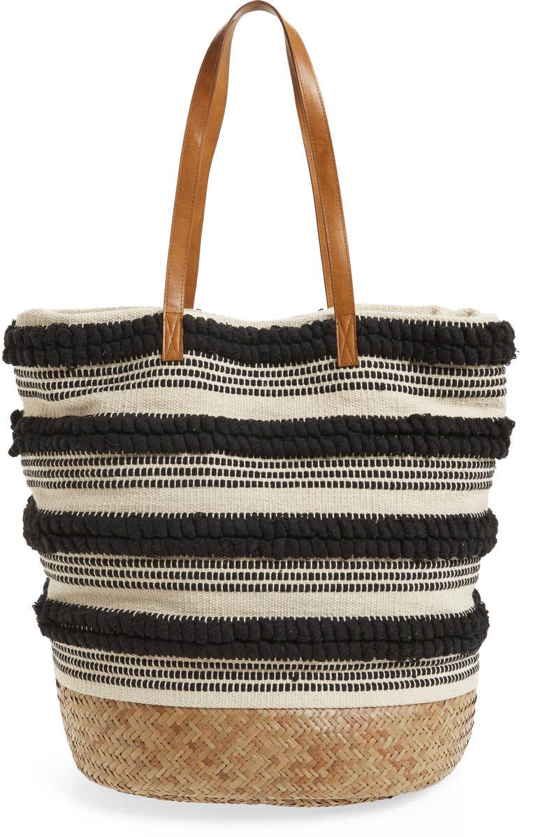 Sole Society Woven Bottom Tote, Main, color,