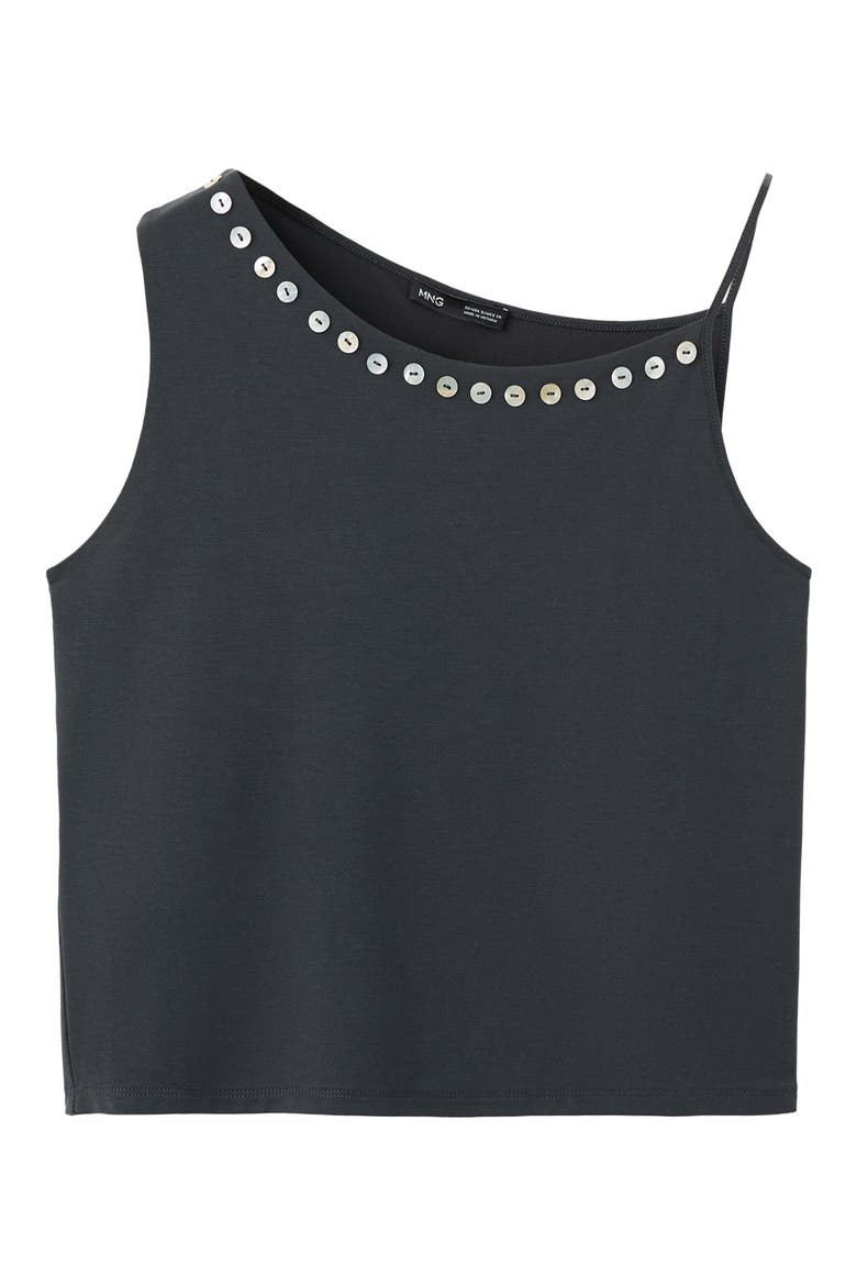 Button Embellished Asymmetric Tank, Main, color, CHARCOAL