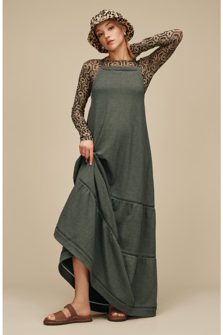 Clarinda Sleeveless Maxi Dress, Alternate, color, GREEN GREY