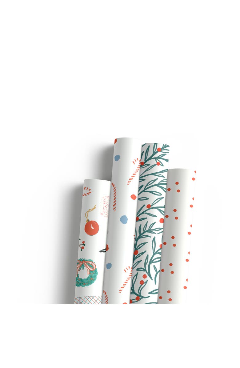Ramus & Co Two-Sided "Merry Gifting" & "Wreath Swirl" Heavyweight Christmas/Holiday Gift Wrap, Main, color, Multicolored
