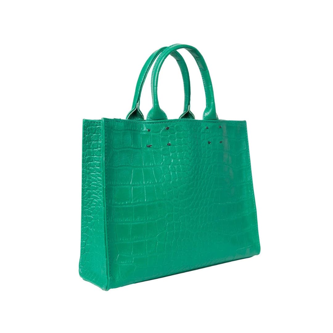 The Adele Croc Handbag, Alternate, color, Emerald Marine Croc
