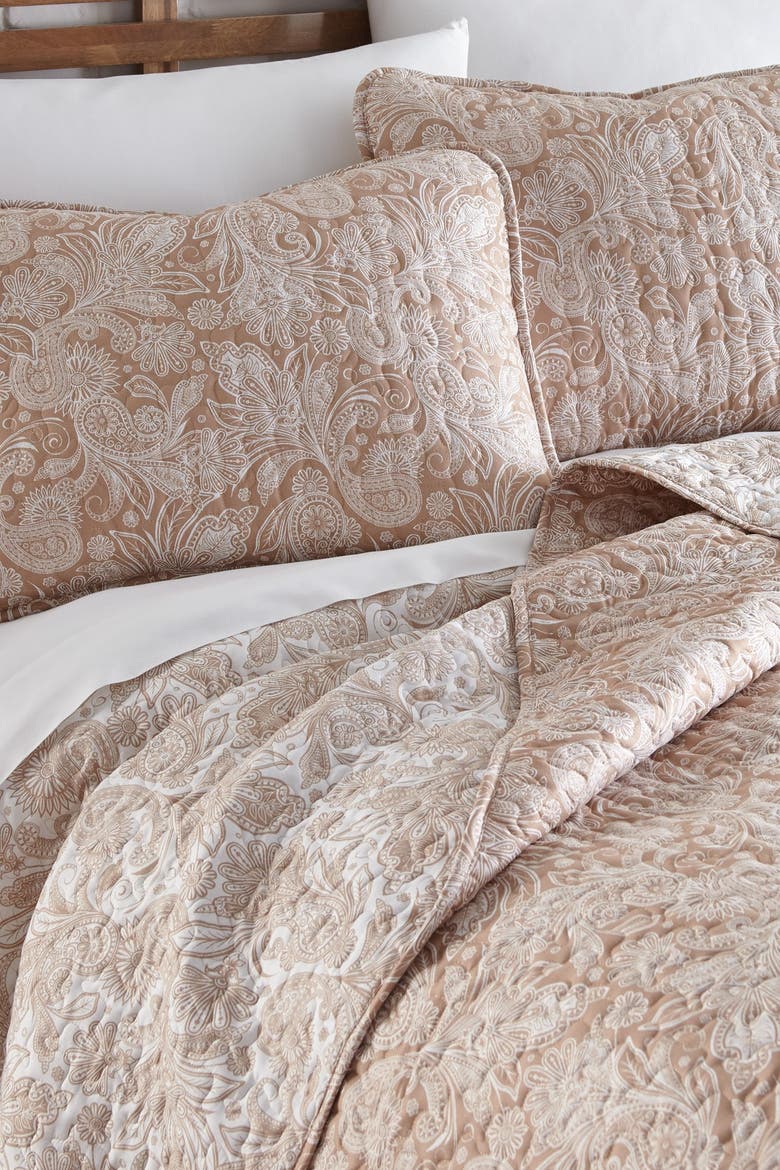 Perfect Paisley Collection - Luxury Premium Oversized Reversible Quilt Set, Alternate, color, TAUPE