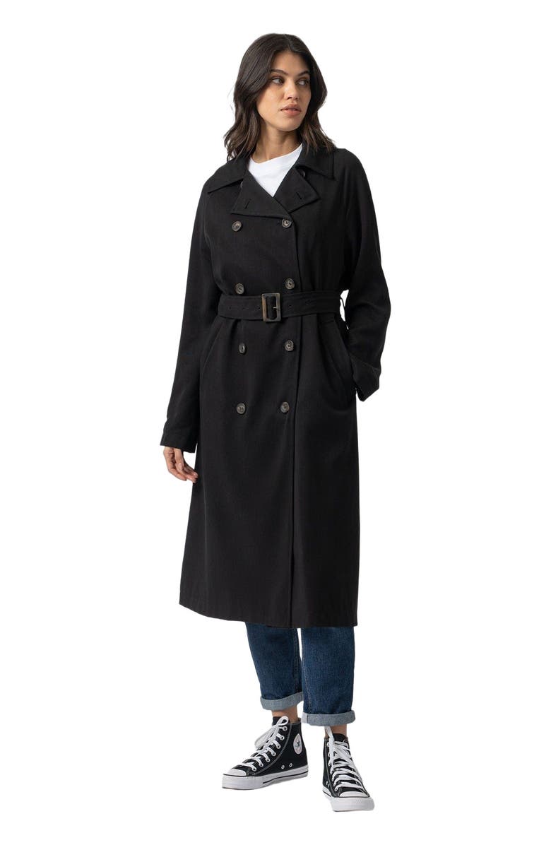 Saint + Sofia Marion Double Breasted Trench, Alternate, color, Black