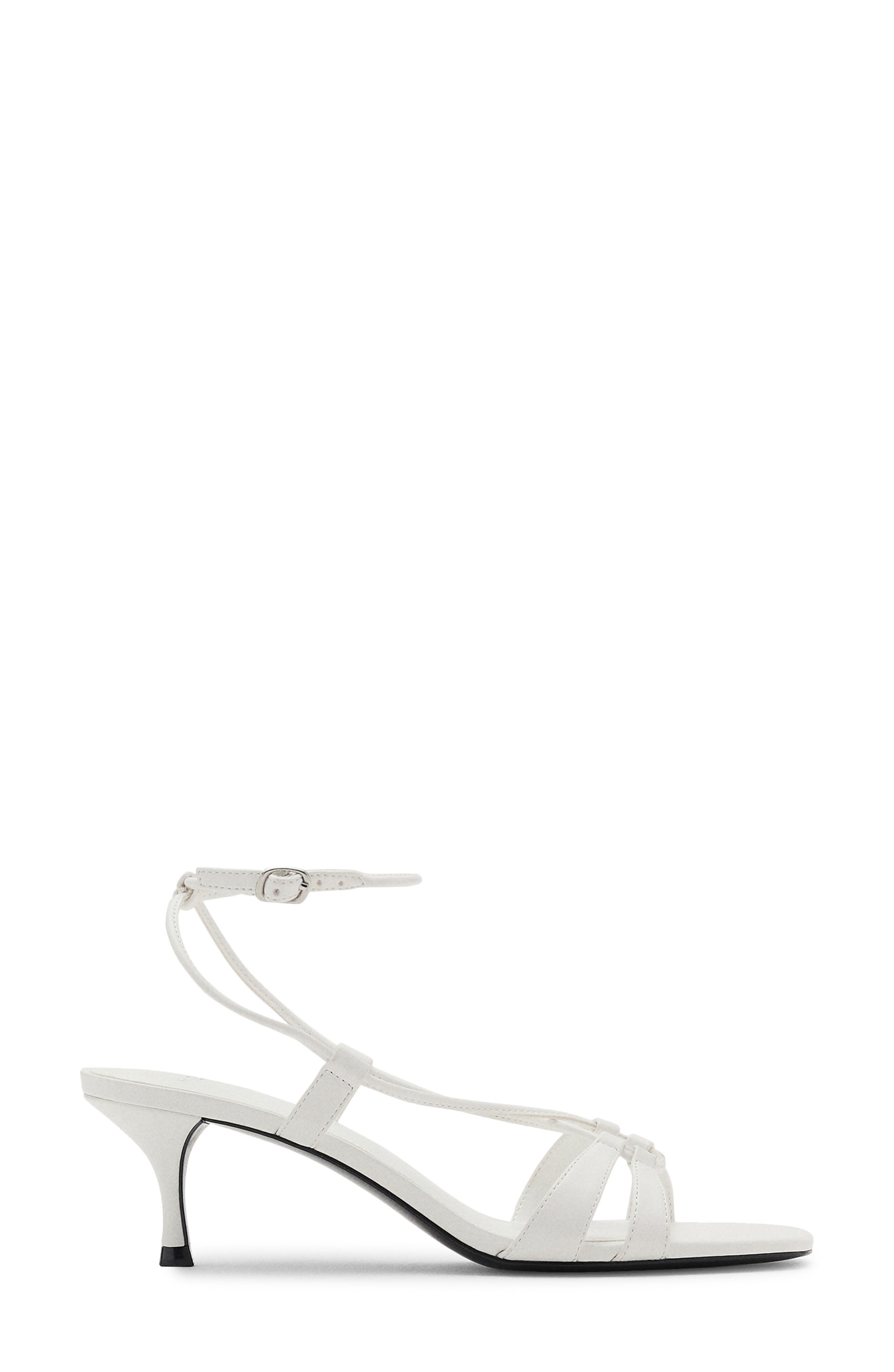 MANGO Ankle Strap Kitten Heel Sandal, Alternate, color, White