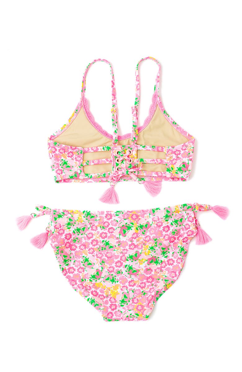 Shade Critters Kids' Fresh Floral Lace-Up Two-Piece Swimsuit, Alternate, color, Pink