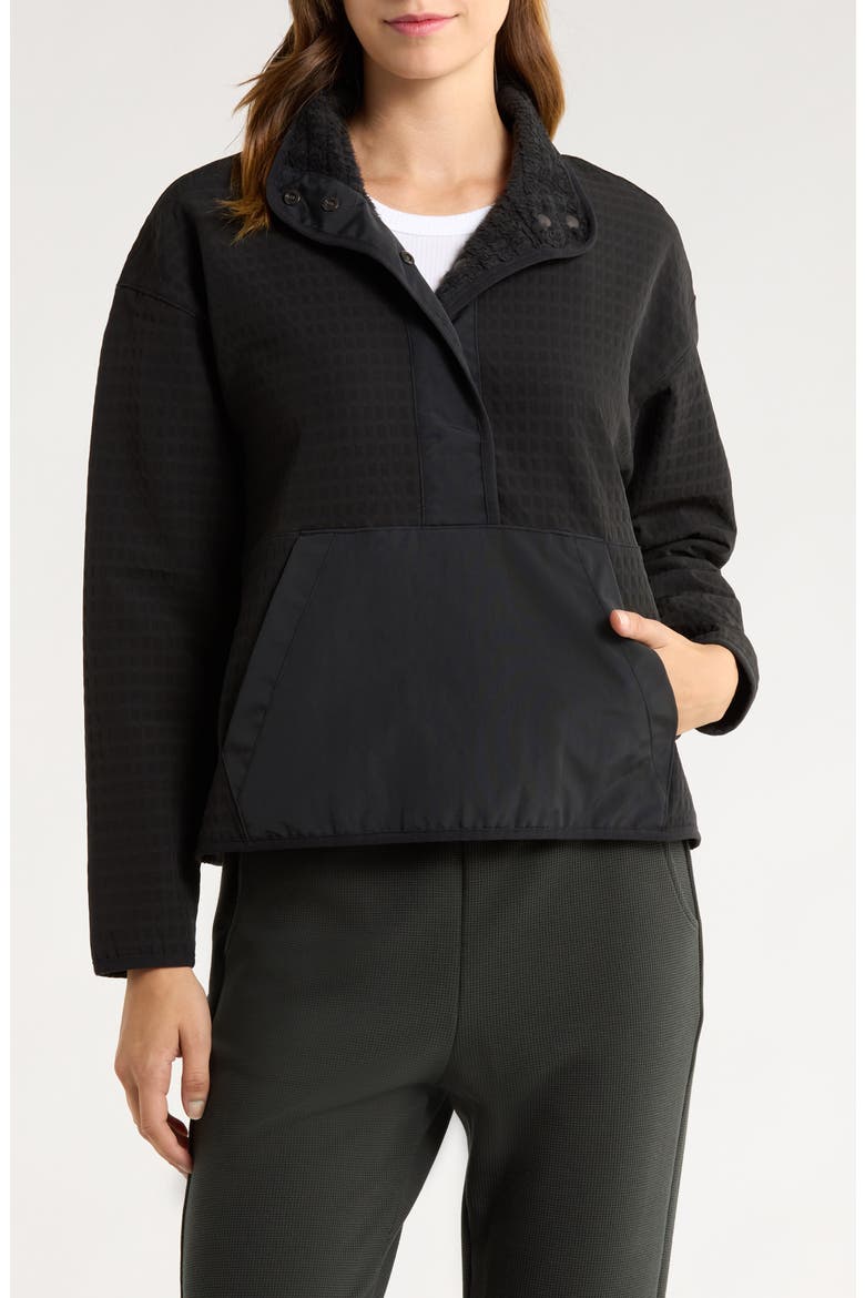 Gridback Fleece Lined Pullover, Main, color, BLACK