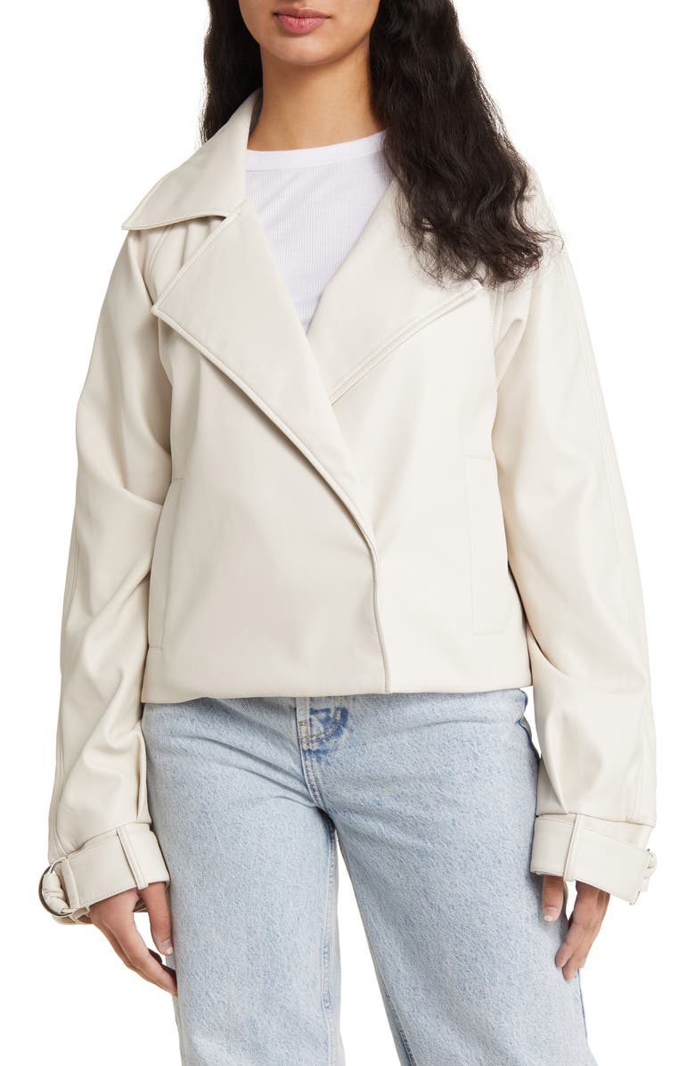 ASOS DESIGN Faux Leather Jacket, Alternate, color, 