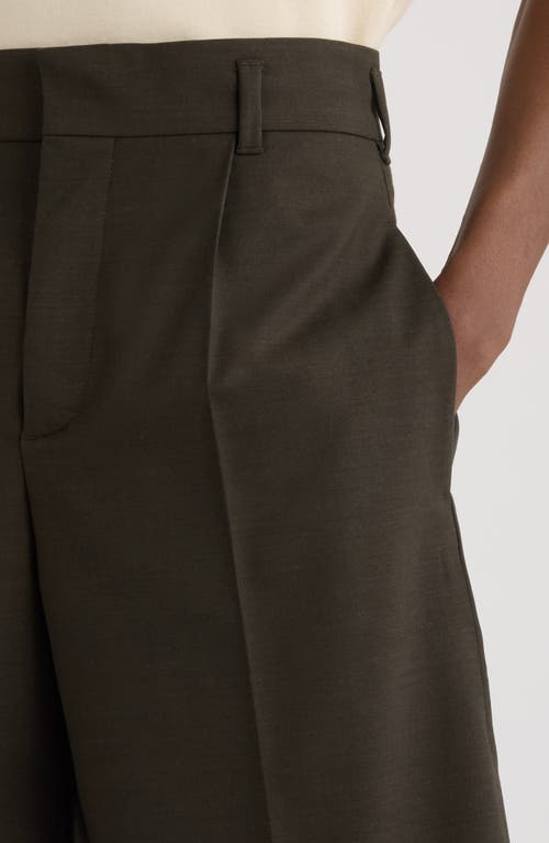 Jacquemus Le Short Ovalu Pleated Stretch Virgin Wool Shorts In Brown