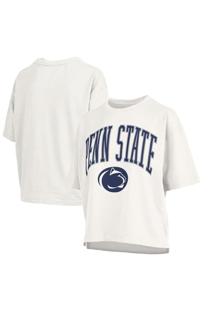 PRESSBOX Women's Pressbox White Penn State Nittany Lions Nelson Arch Over Logo Waist Length Oversized Slub T-Shirt, Main, color, White