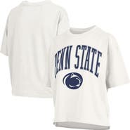 PRESSBOX Women's Pressbox White Penn State Nittany Lions Nelson Arch Over Logo Waist Length Oversized Slub T-Shirt
