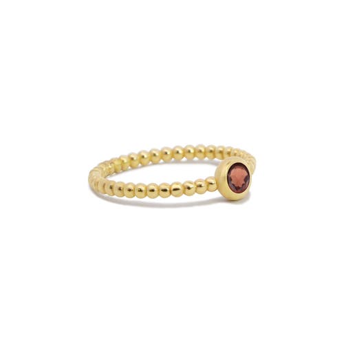 The Lovery Fine Jewelry Gold Beaded Garnet Ring In Gold
