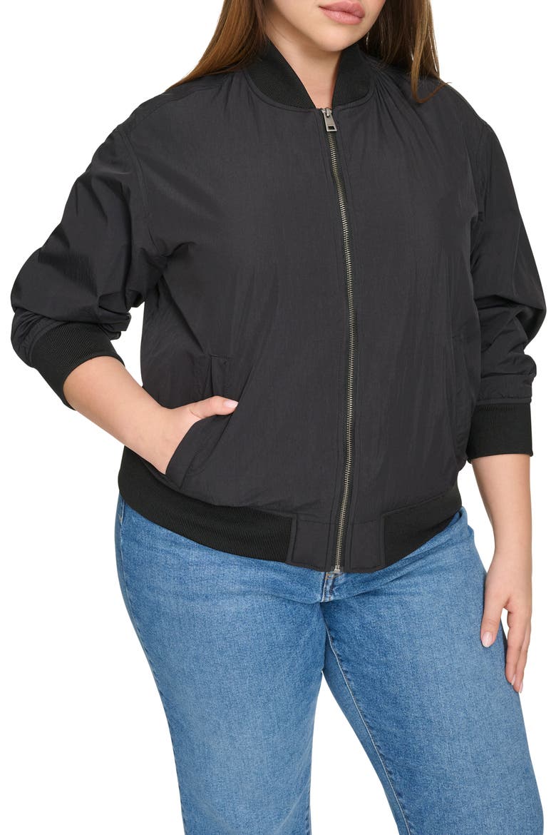 Relaxed Bomber Jacket, Main, color, BLACK