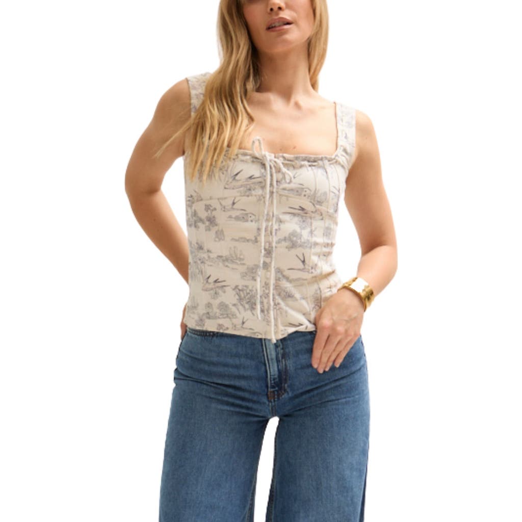 Lily And Lionel Hilda Corset Inspired Josephine Print Blouse In Neutral