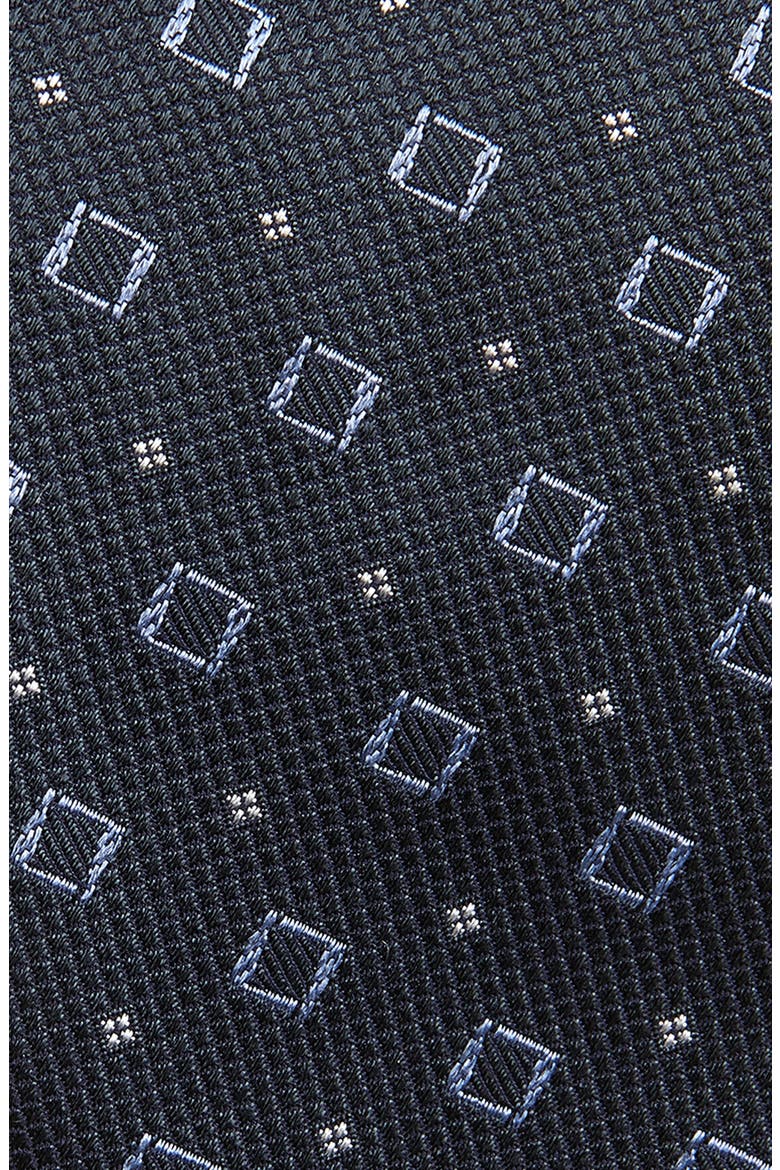 Geometric Pattern Silk Tie, Alternate, color, DARK BLUE