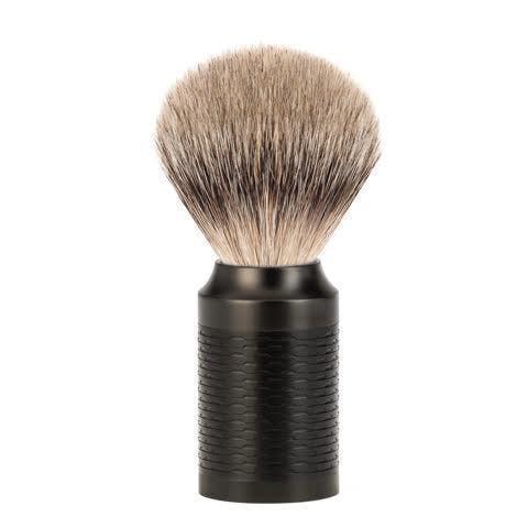 Rocca Jet Black Stainless Steel Silvertip Badger Shaving Brush