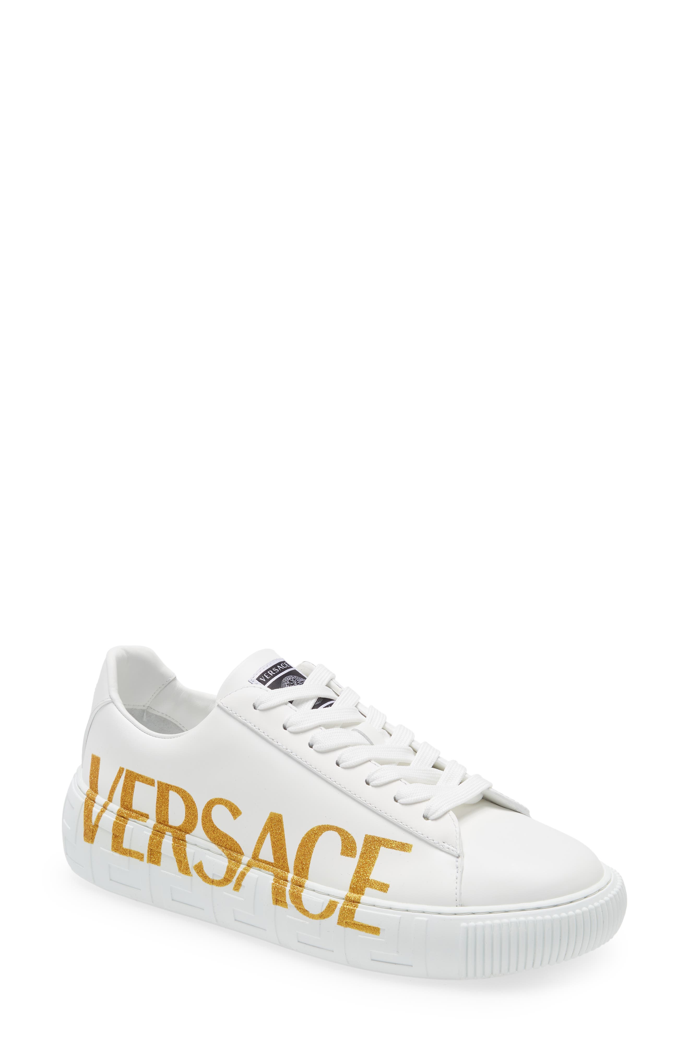 Versace Greca Logo Low Top Sneaker, Main, color, 