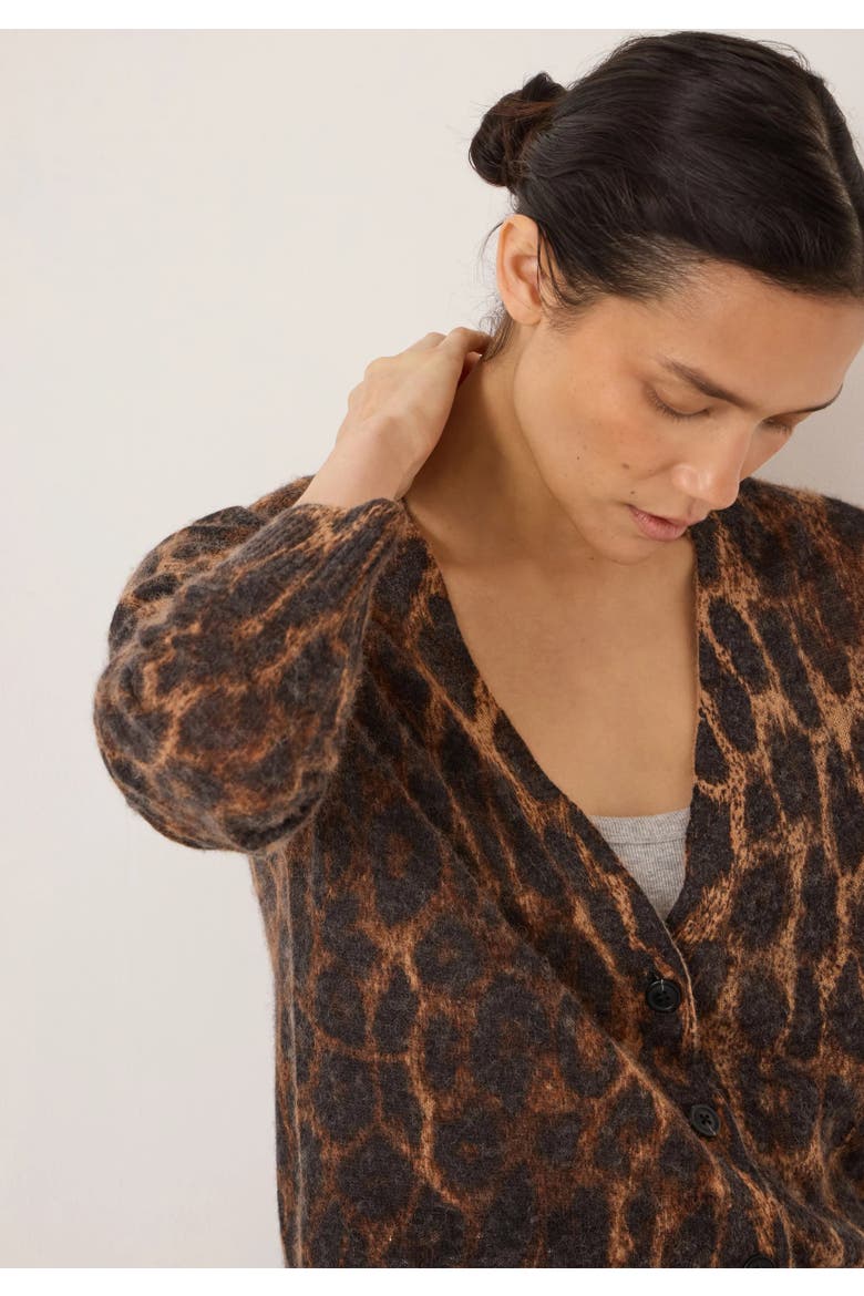 Cynthia Leopard Print Knitted Cardigan, Alternate, color, Trans Neutral Leopard Brown