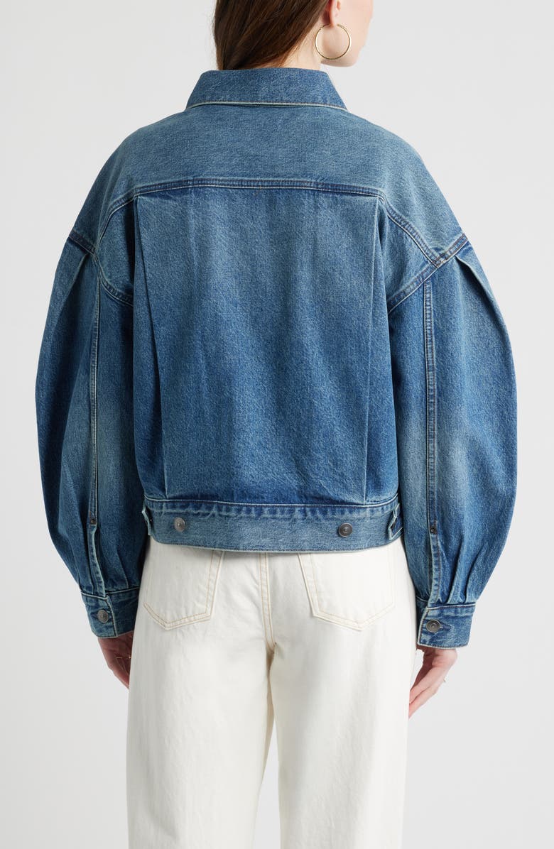 Treasure & Bond Puff Sleeve Denim Jacket, Alternate, color, Mid Indigo Wash