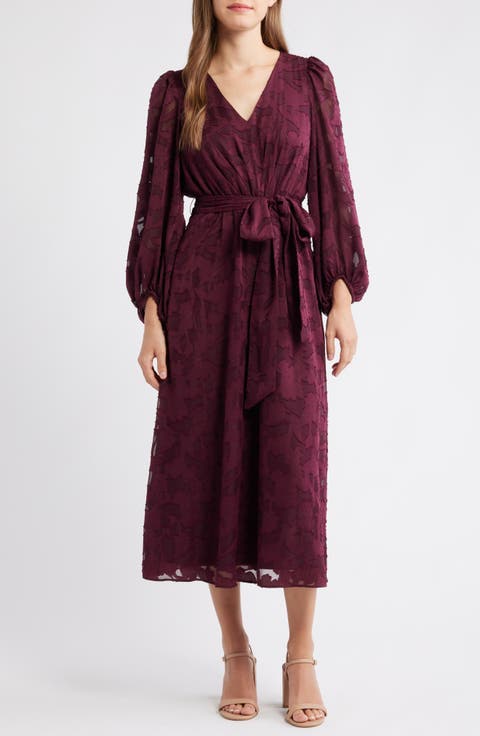 Floral Appliqué Long Sleeve Dress
