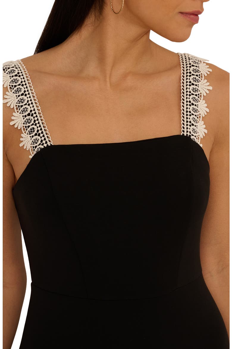 Lace Trim Midi Sundress, Alternate, color, BLACK/ ECRU