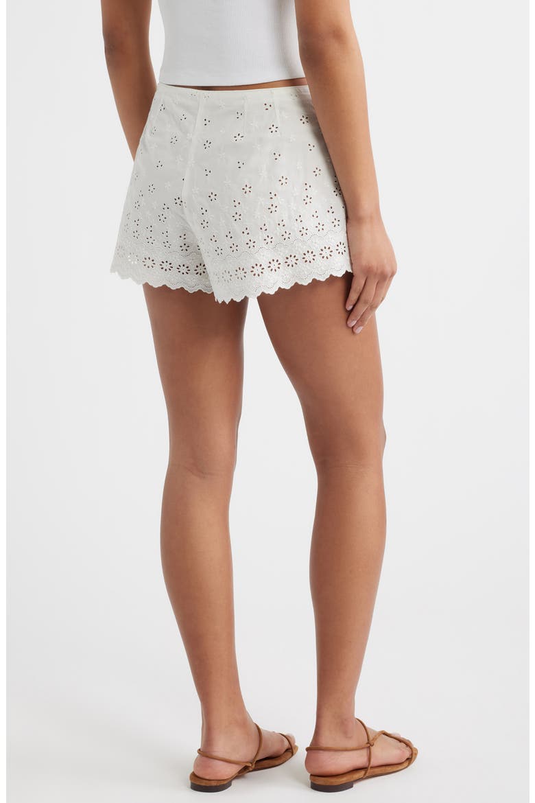 Arda Eyelet Organic Cotton Mini Shorts, Alternate, color, SALT