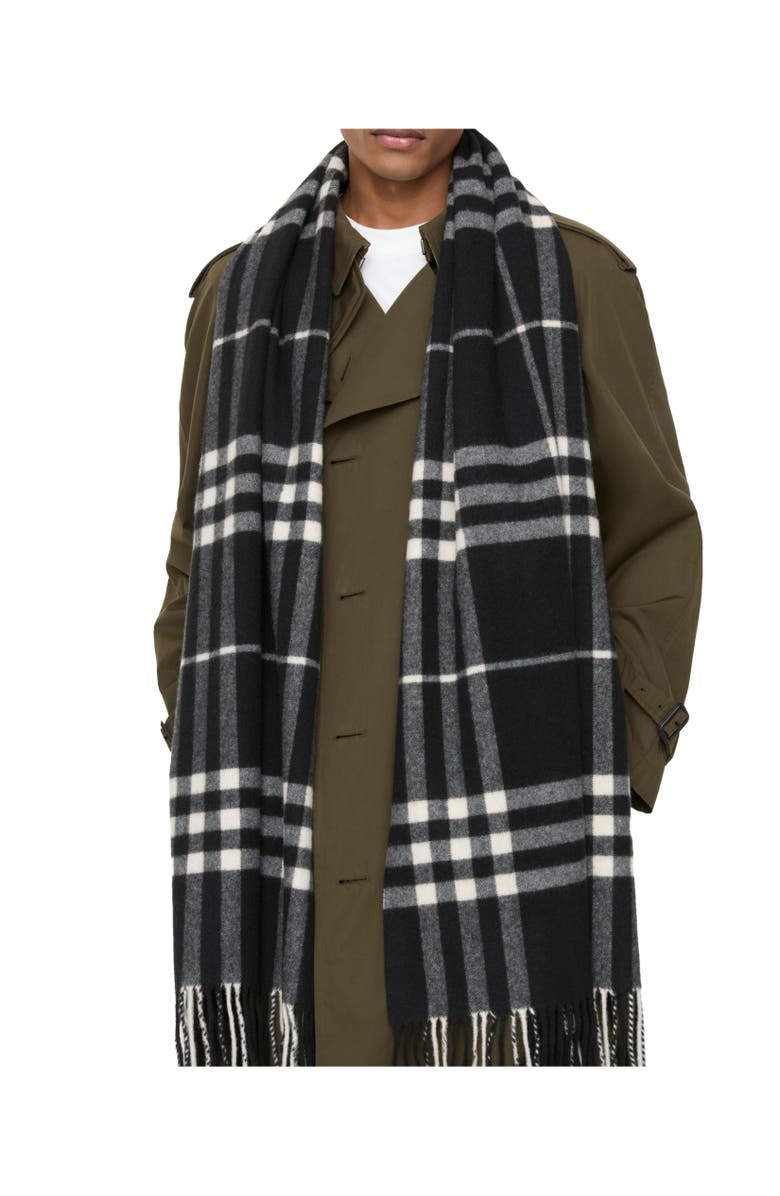 Burberry Wide Check Cashmere Scarf, Alternate, color, Black/Calico