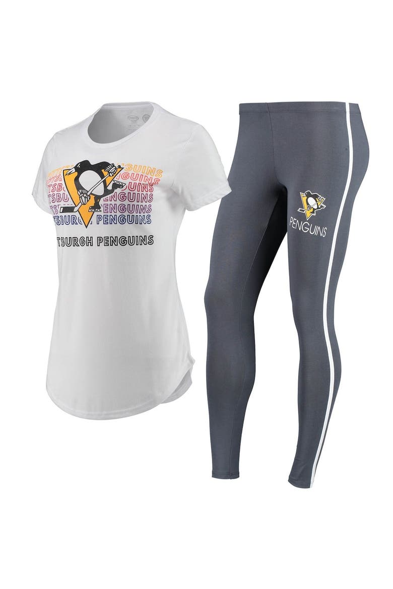 Women's Concepts Sport White/Charcoal Pittsburgh Penguins Sonata T-Shirt & Leggings Set, Main, color, White
