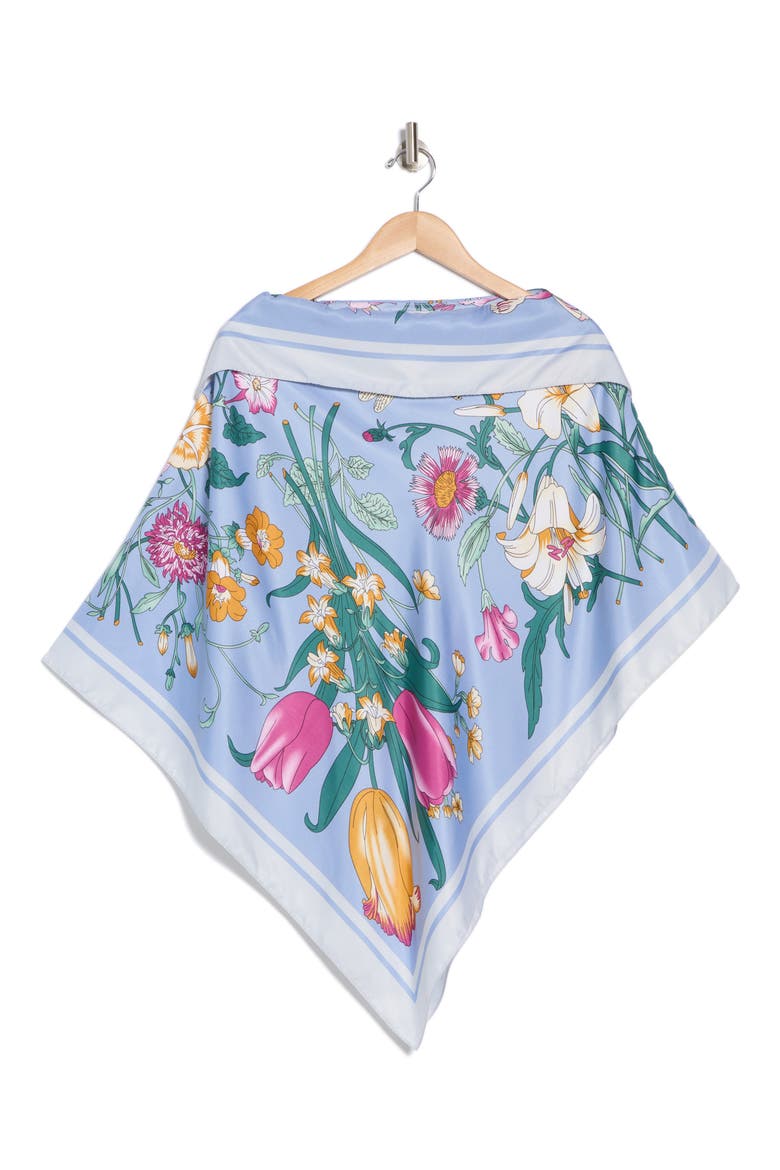 Floral Print Poncho, Alternate, color, LIGHT BLUE