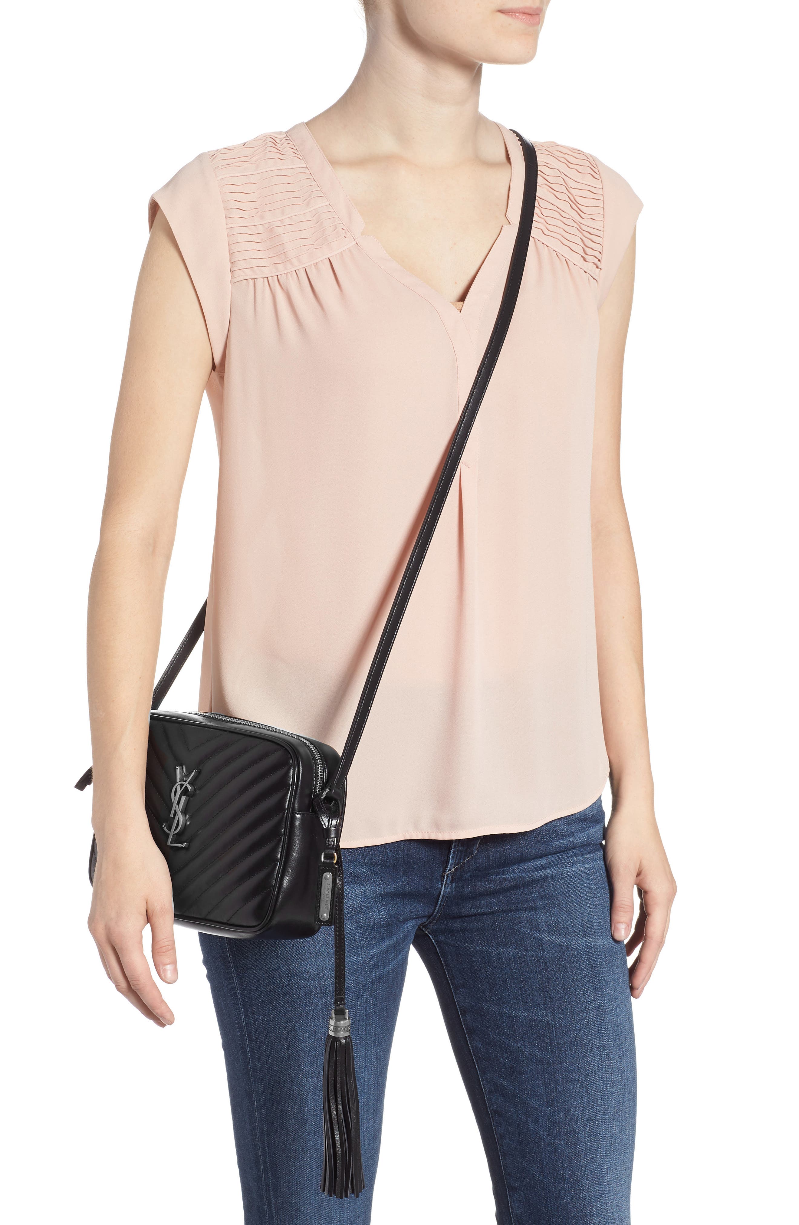 Saint Laurent Medium Lou Calfskin Leather Camera Bag, Alternate, color, 