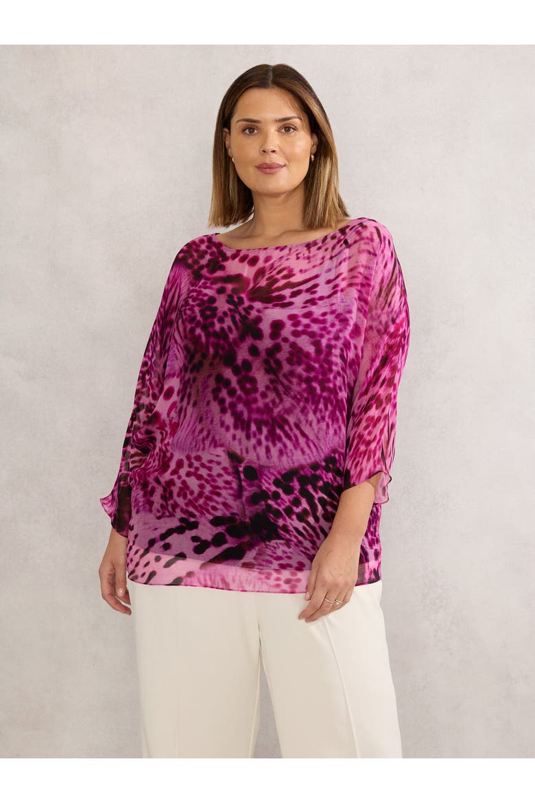 Chiffon Animal Print Blouse, Main, color, Pink