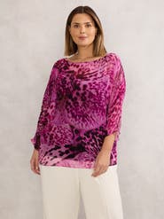 Live Unlimited Chiffon Animal Print Blouse