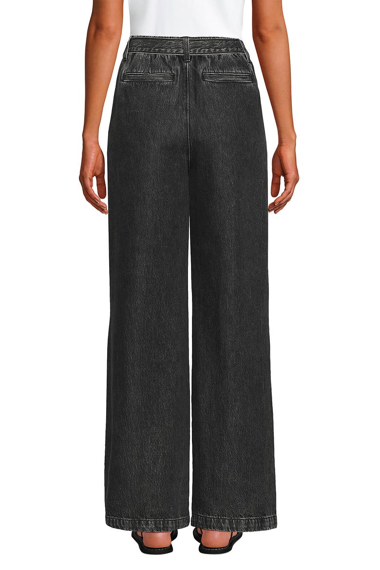 High Ridge Twill Pull On Pleated Wide Leg Pants, Alternate, color, Black Stone Wash