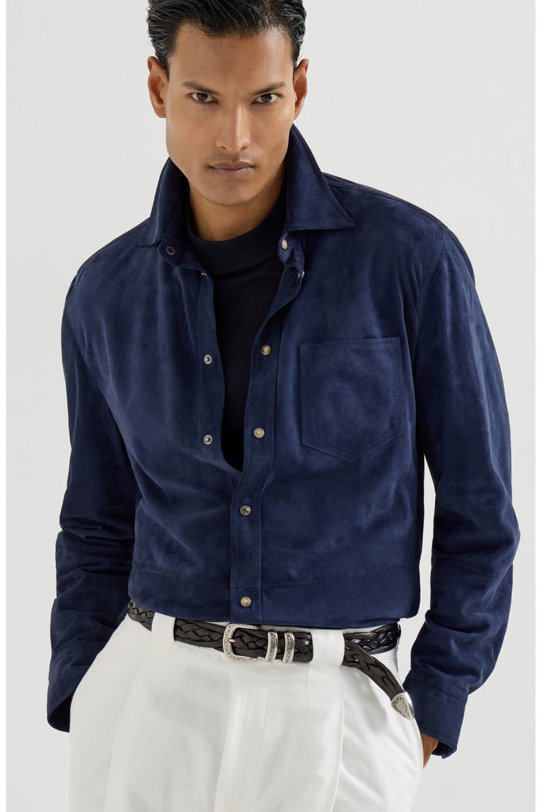 Suede overshirt, Alternate, color, Ink