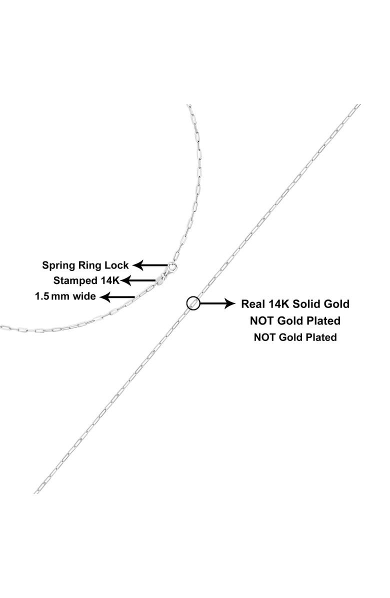 Haus of Brilliance Unisex Solid 14K Gold 1.5mm Paperclip Chain Necklace, Alternate, color, White