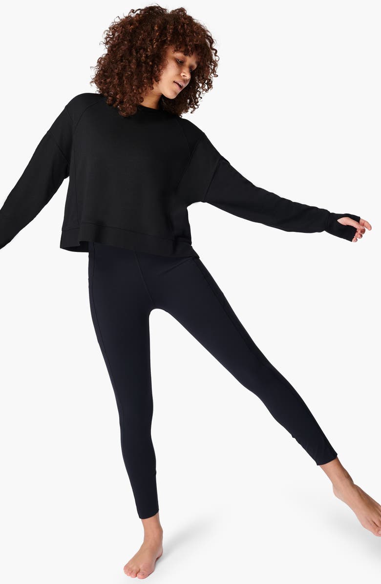 Sweaty Betty After Class Cotton Blend Crop Sweatshirt, Alternate, color, Black
