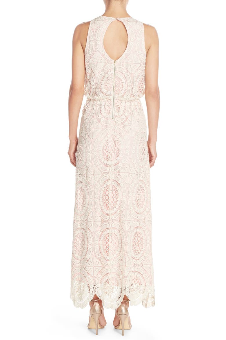 Lace Blouson Maxi Dress, Alternate, color, BEIGE