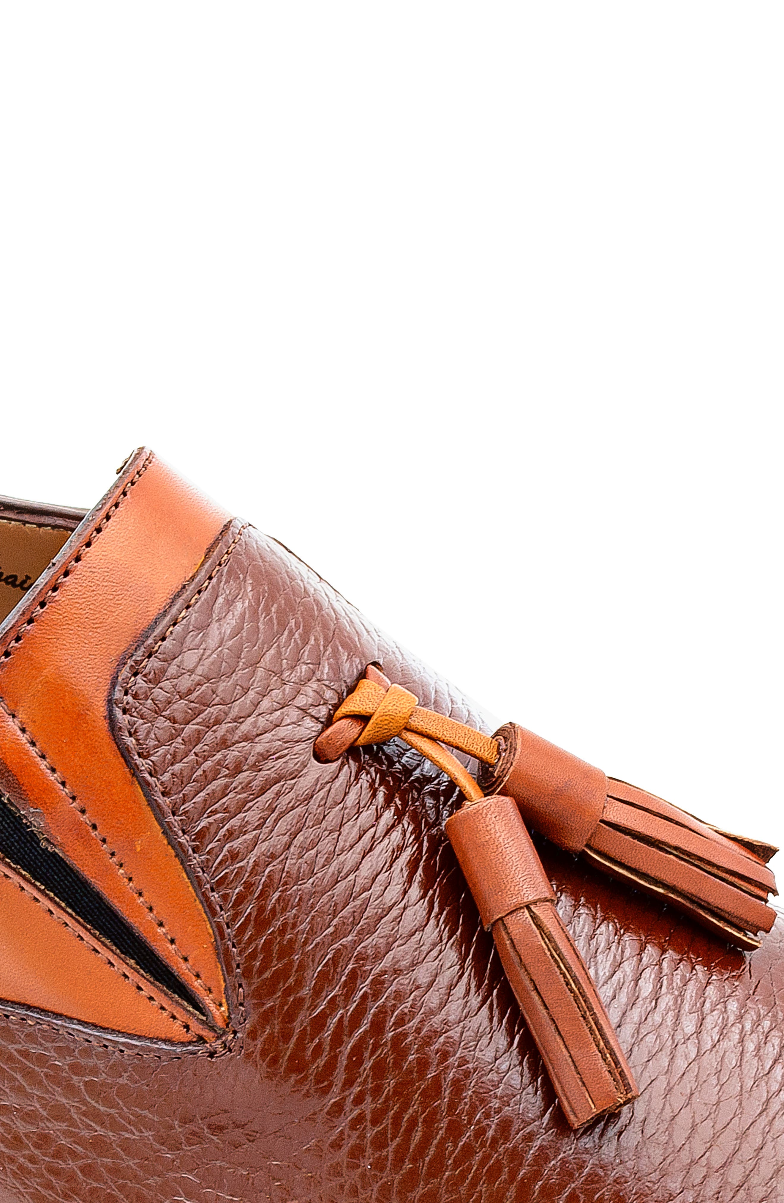 Tassel Ornament Leather Loafer, Alternate, color, COGNAC