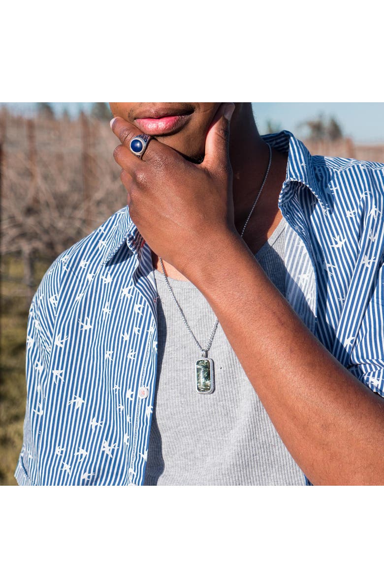 LuvMyJewelry Seraphinite Sterling Silver Men Tag Necklace, Alternate, color, Silver