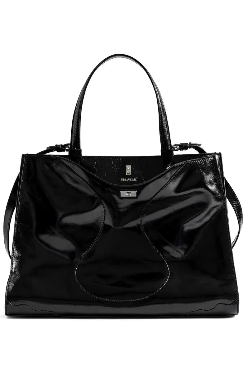 Zadig & Voltaire Jack Patent Leather Shoulder Bag, Main, color, Black