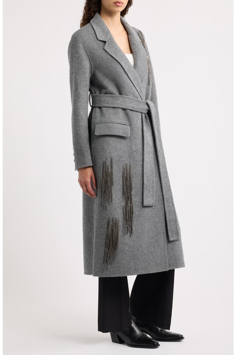 Sydni Wool & Silk Blend Wrap Coat, Alternate, color, GREY