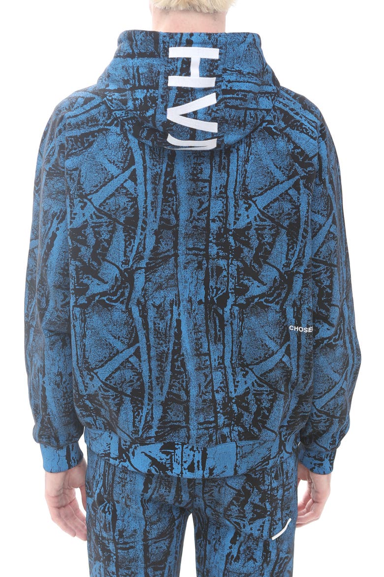 Camo Print Embroidered Cotton Zip-Up Hoodie, Alternate, color, CRINKLED