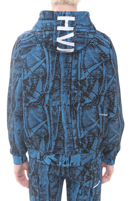 Hvman Camo Print Embroidered Cotton Zip-up Hoodie In Crinkled