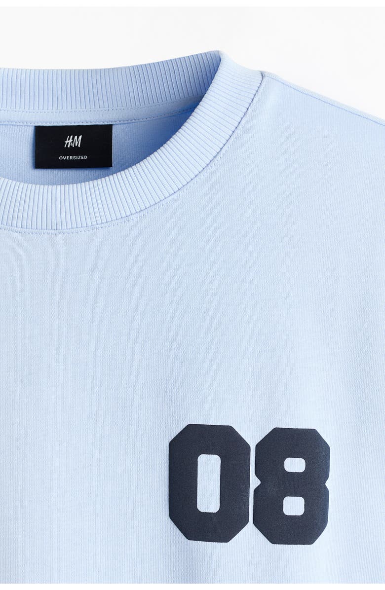 H&M Oversized Fit Printed T-shirt, Alternate, color, Light Blue/Sports Archives