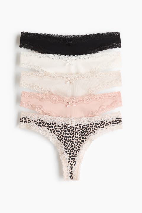 5-pack cotton and lace brazilian briefs
