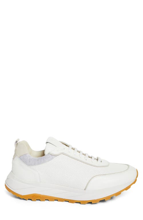Eleventy Perforated Low Top Sneaker In Sage White